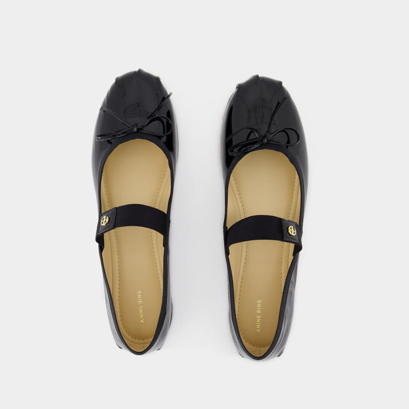 Jolie Flats Flat Shoes - ANINE BING - Leather - Black