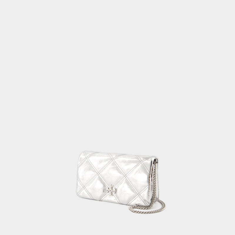 Kira Diamond Wallet On Chain - Tory Burch - Leather - Silver