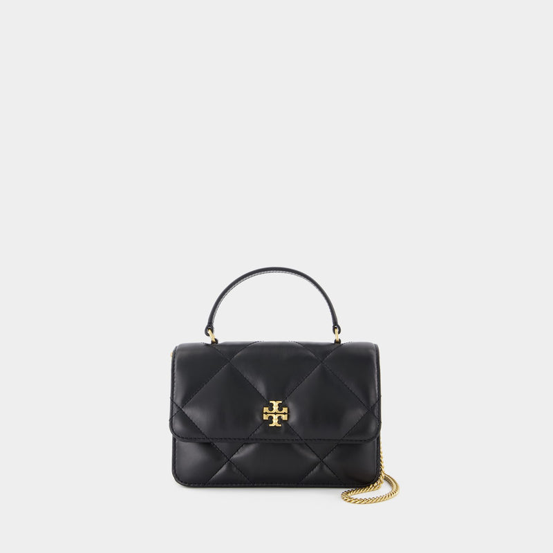 Kira Diamond Mini Wallet On Chain - Tory Burch - Leather - Black