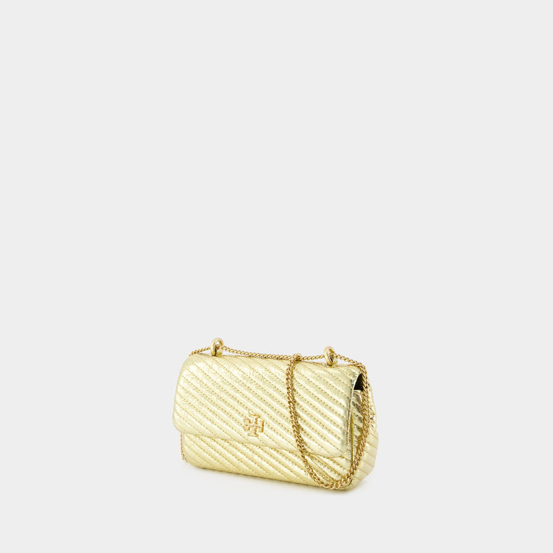 Kira Moto Mini Flap Shoulder Bag - Tory Burch - Leather - Gold