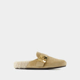 Mellow Shearling Mules - Tory Burch - Wool - Brown