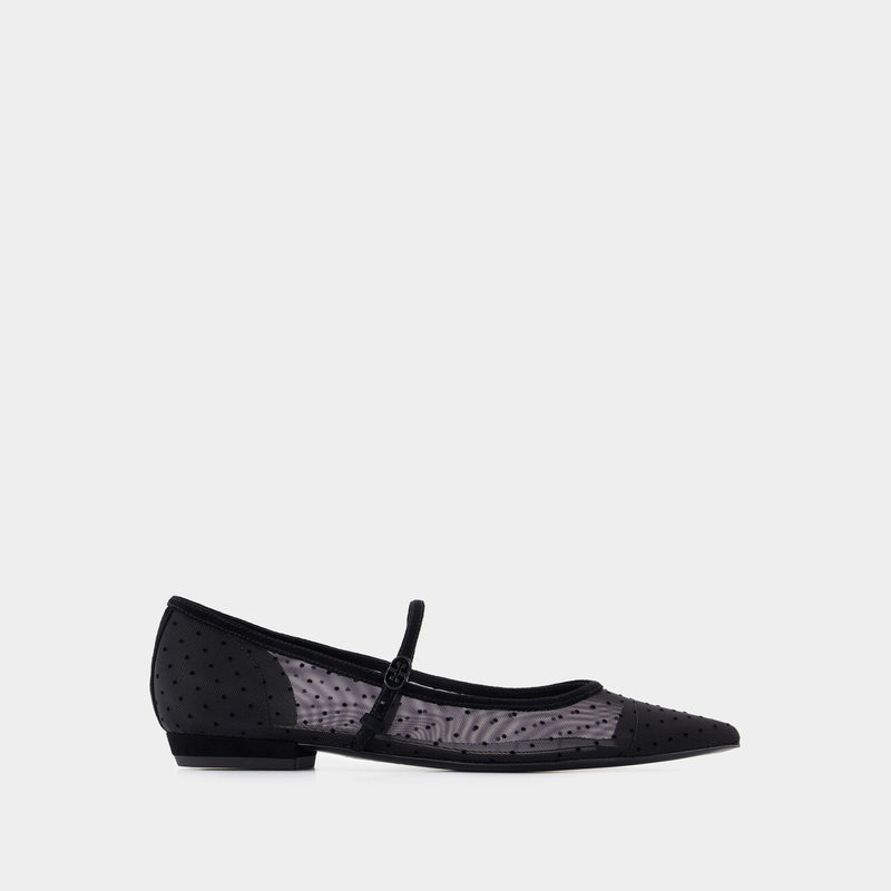 Double T Buckle Mary Jane Ballerinas - Tory Burch - Synthetic - Black