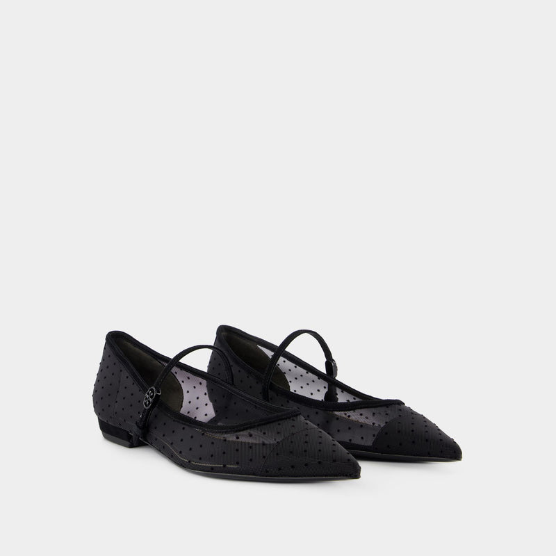 Double T Buckle Mary Jane Ballerinas - Tory Burch - Synthetic - Black