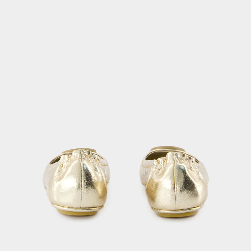 Minnie Travel Ballerinas - Tory Burch - Leather - Gold