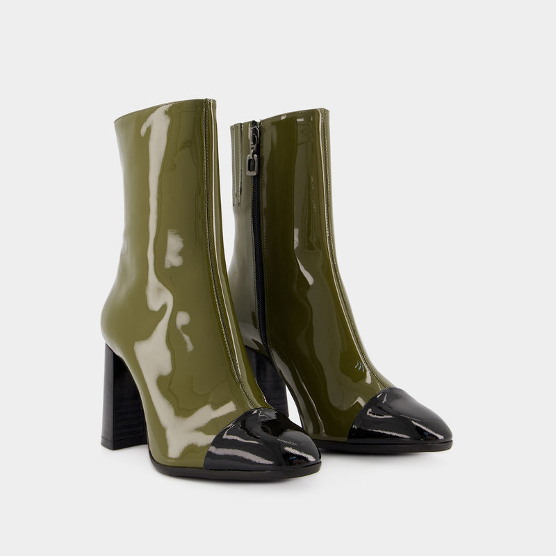 Donna Boots - Carel - Patent Leather - Khaki/black