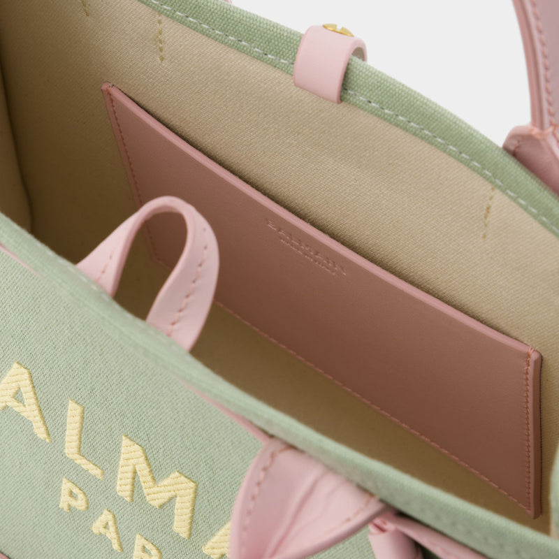 B-Army Small Shopper Bag - Balmain - Canvas - Green/Pink/Yellow