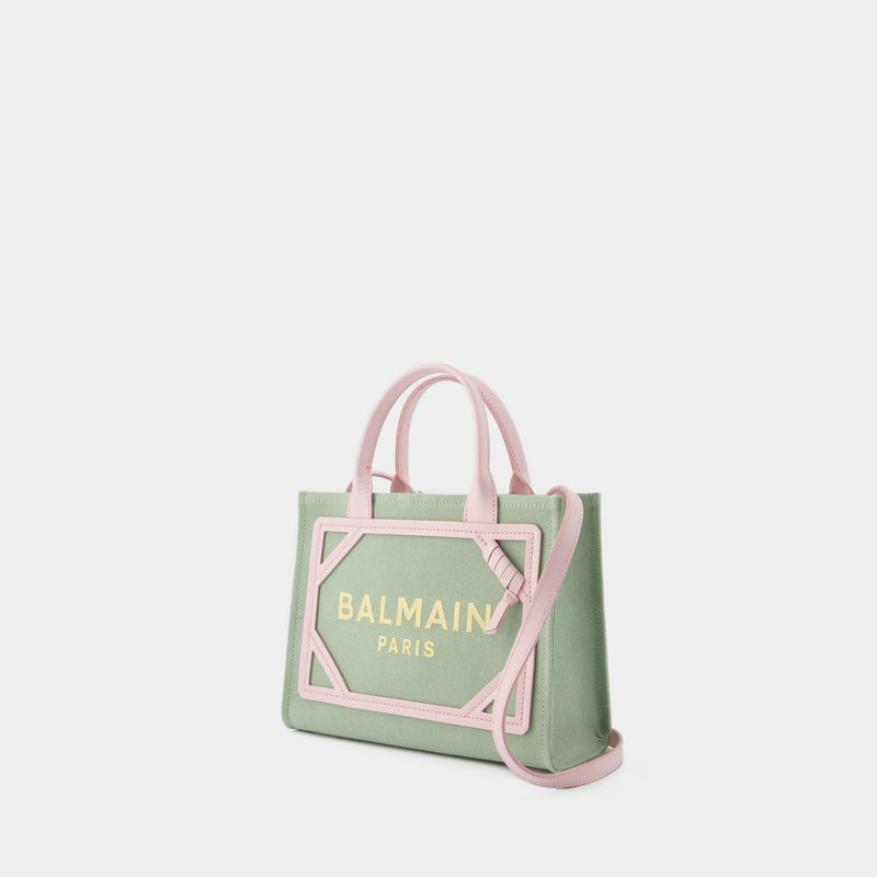 B-Army Small Shopper Bag - Balmain - Canvas - Green/Pink/Yellow