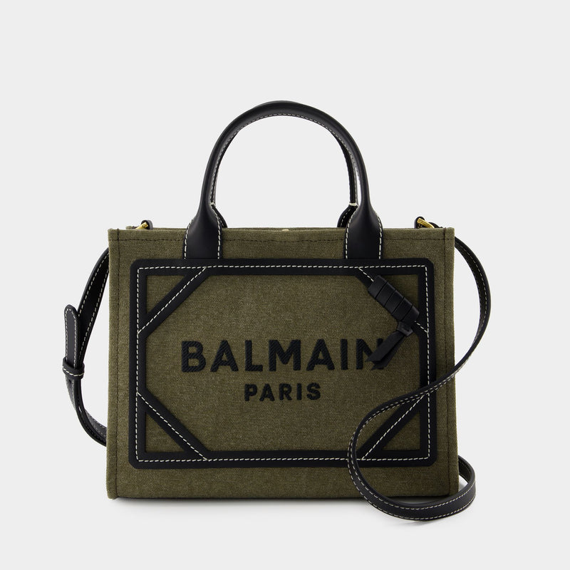 B-Army Small Shopper Bag - Balmain - Canvas - Khaki/Black