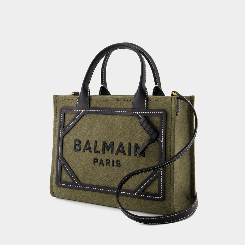 B-Army Small Shopper Bag - Balmain - Canvas - Khaki/Black