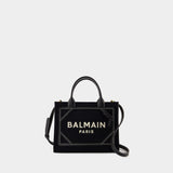 B-Army Small Shopper Bag - Balmain - Canvas - Ivory/Black