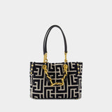 1945 Soft Small Shoulder Bag - Balmain - Cotton - Ivory/Black