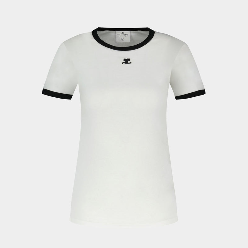 Signature Contrast T-Shirt - Courreges - Cotton - White