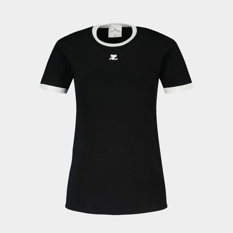 Signature Contrast T-Shirt - Courreges - Cotton - Black