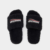 Slide Sandals - Balenciaga - Fake Fur - Black