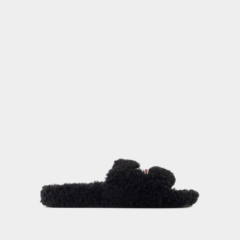 Slide Sandals - Balenciaga - Fake Fur - Black