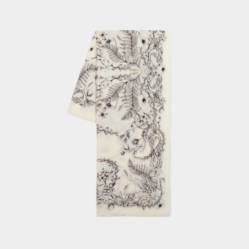 Fern Skull Scarf - Alexander McQueen - Wool - Ivory/Black