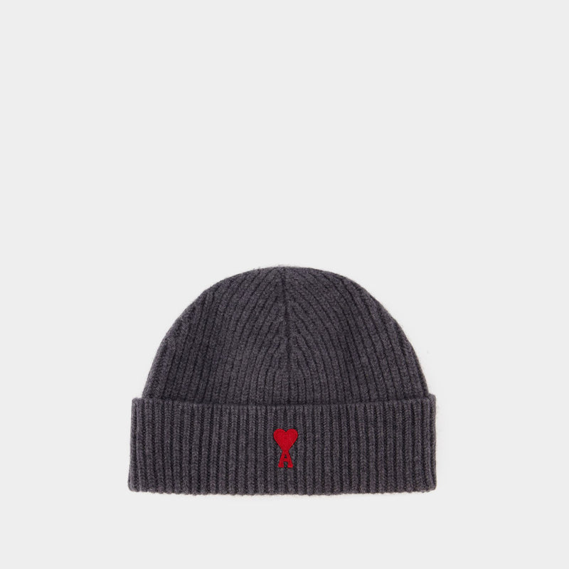 Red Adc Beanie - AMI Paris - Wool - Grey