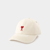 Red Adc Cap - AMI Paris - Cotton - White