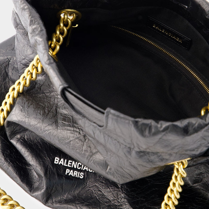 Crush Tote S Shoulder Bag - Balenciaga - Leather - Black