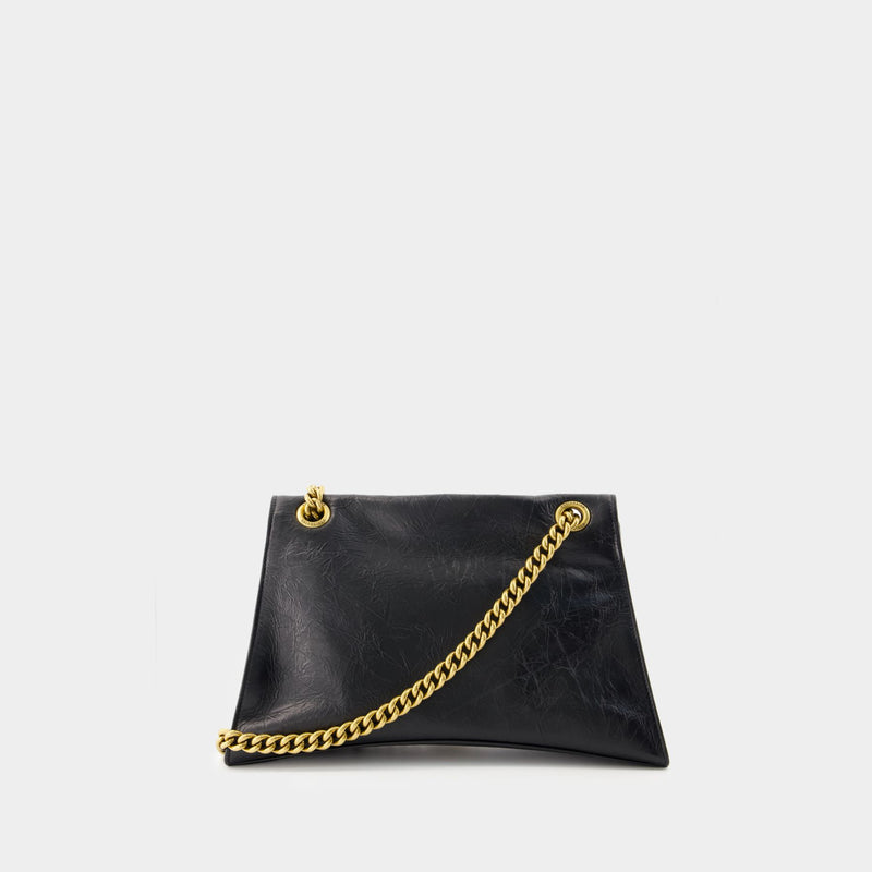 Crush Chain M Shoulder Bag - Balenciaga - Leather - Black