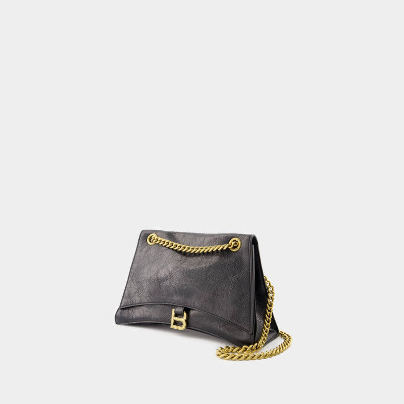 Crush Chain M Shoulder Bag - Balenciaga - Leather - Black