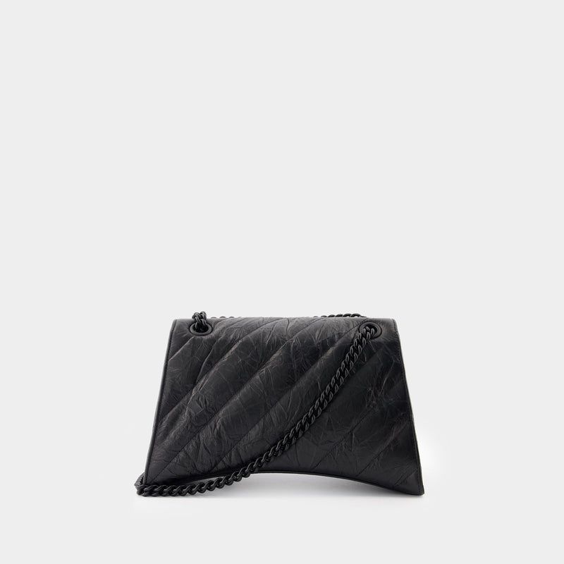 Crush Chain M Shoulder Bag - Balenciaga - Leather - Black