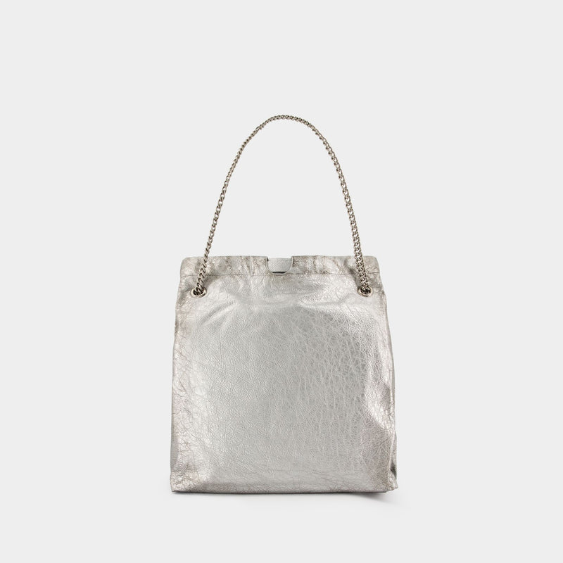 Crush Tote M Shoulder Bag - Balenciaga - Leather - Silver