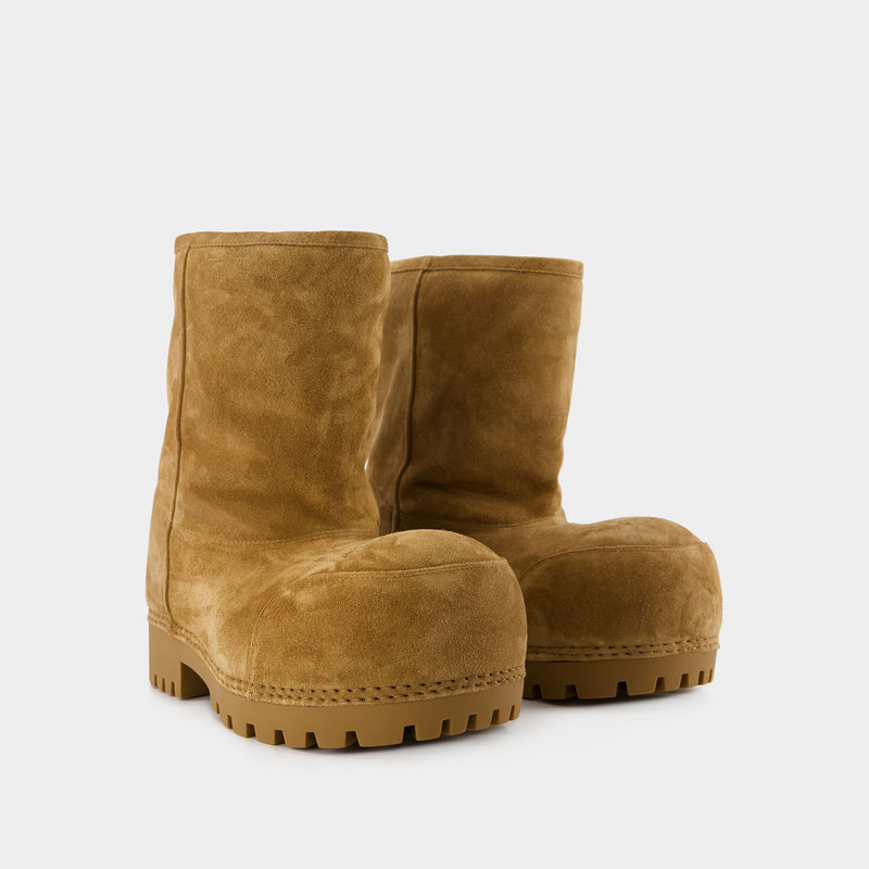 Alaska Fur Low Boots - Balenciaga - Leather - Brown