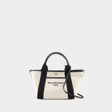 Navy Revamp Small Shopper Bag - Balenciaga - Cotton - White