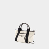 Navy Revamp Small Shopper Bag - Balenciaga - Cotton - White