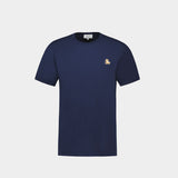 Chillax Fox Patch Regular T-Shirt - Maison Kitsune - Cotton - Blue