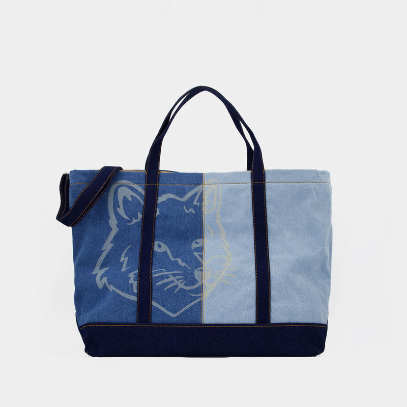 Fox Head Weekender Shopper Bag - Maison Kitsune - Denim - Blue