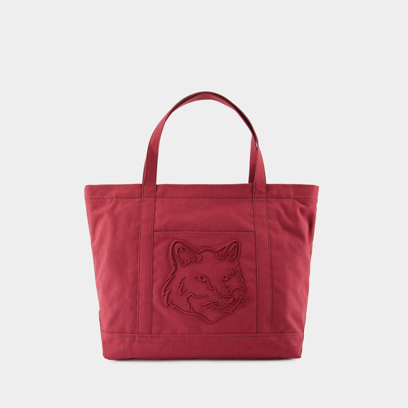 Fox Head Large Shopper Bag - Maison Kitsune - Leather - Red