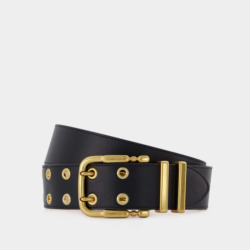 Duo Belt - By Far - Black - Leather