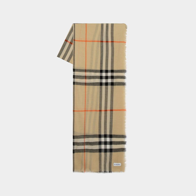 Check Scarf - Burberry - Wool - Beige