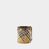 Drawstring Pouch Bin Shoulder Bag - Burberry - Cotton - Beige