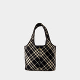 Check Shopper Bag - Burberry - Cotton - Black