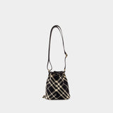 Drawstring Bucket Bag - Burberry - Cotton - Black