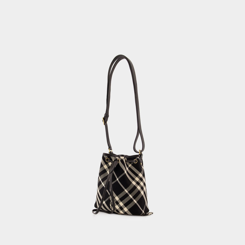 Drawstring Bucket Bag - Burberry - Cotton - Black