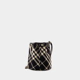 Drawstring Pouch Bin Shoulder Bag - Burberry - Cotton - Black