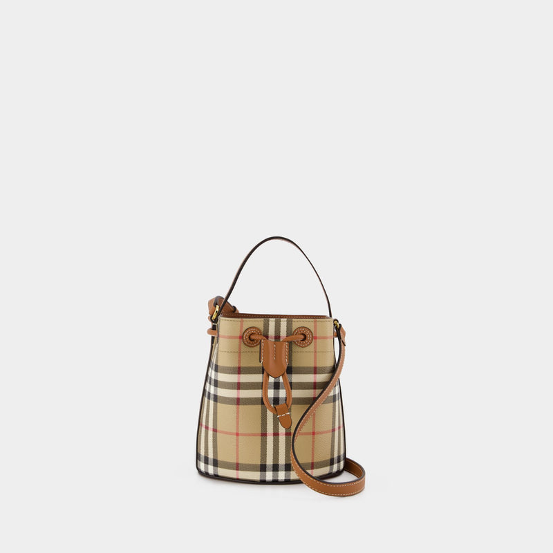 Mini Drawstring Purse - Burberry - Synthetic Leather - Brown