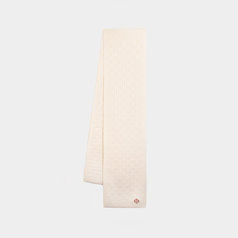 Column Stitch Scarf - Casablanca - Wool - White