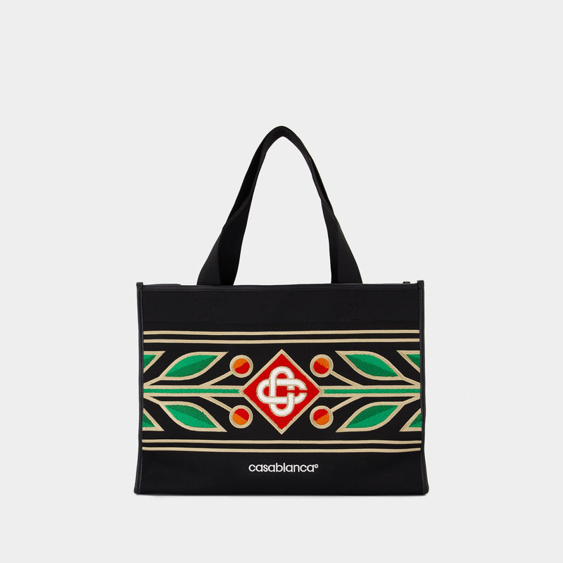 Embroidered Knit Shopper Bag - Casablanca - Knit - Black