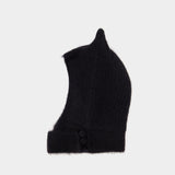 Knitted Horn Beanie Hat - Coperni - Wool - Black