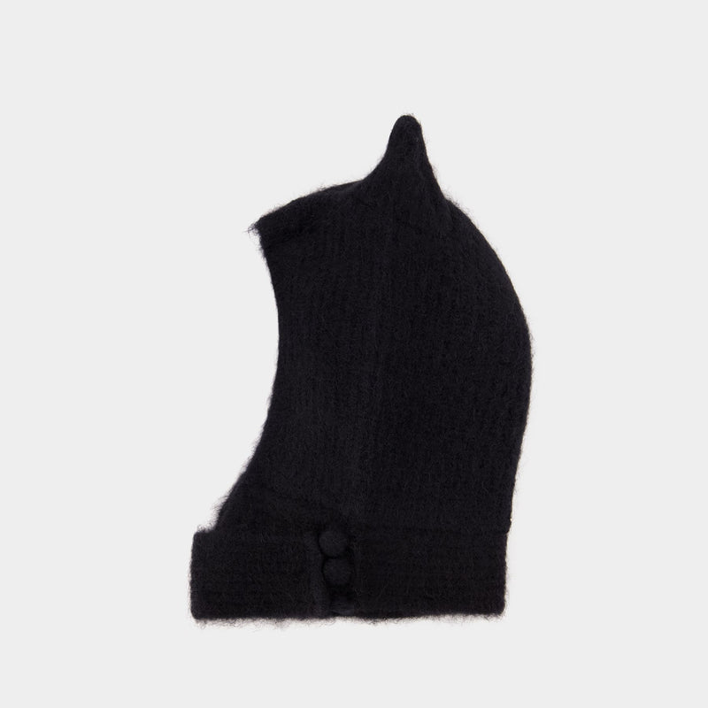 Knitted Horn Beanie Hat - Coperni - Wool - Black