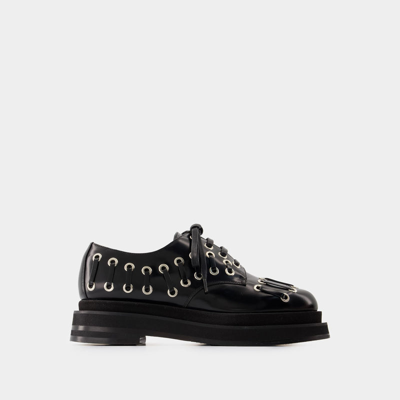 Heart Toe Grommet Brogue Loafers - Simone Rocha - Leather - Black