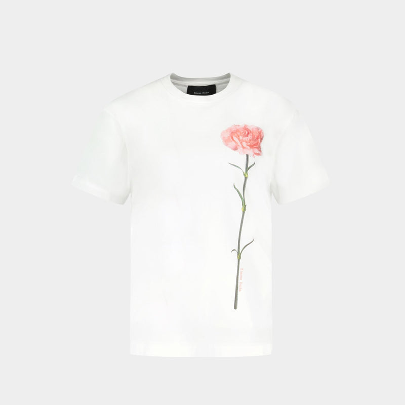 Carnation Print T Shirt - Simone Rocha - Cotton - White