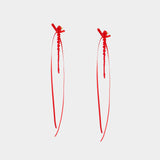 Slim Bow Ribbon Drip Earrings - Simone Rocha - Crystal - Red