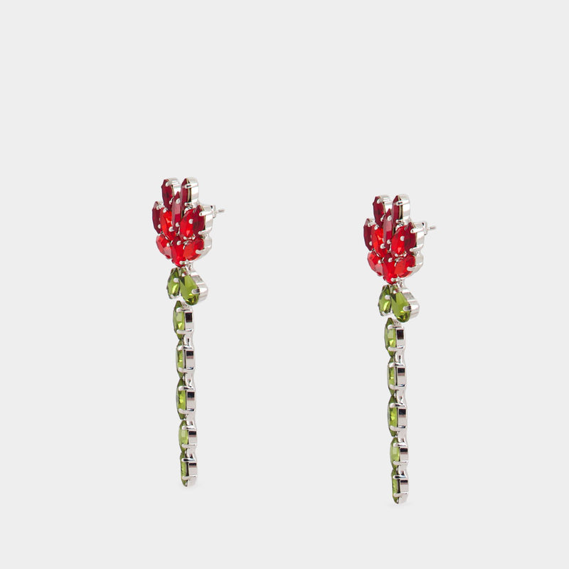 Crystal Carnation Drip Earrings - Simone Rocha - Brass - Red