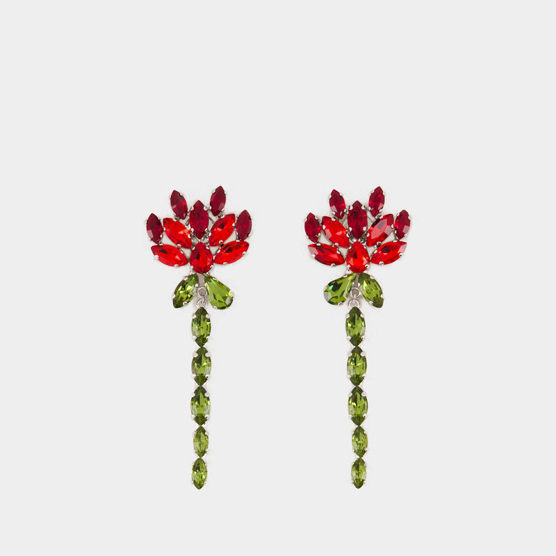 Crystal Carnation Drip Earrings - Simone Rocha - Brass - Red